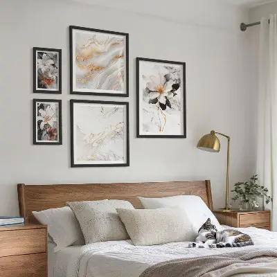 Framed photo set Flowers marble elegance