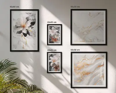 Framed photo set Flowers marble elegance