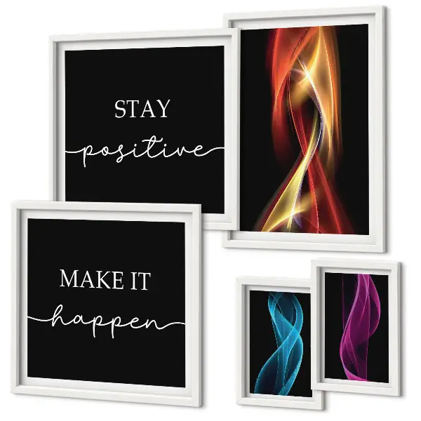 Set of 5 wall art pieces Quotes, light patterns, inspirations