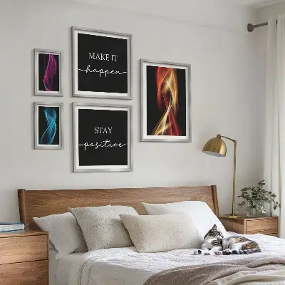 Set of 5 wall art pieces Quotes, light patterns, inspirations