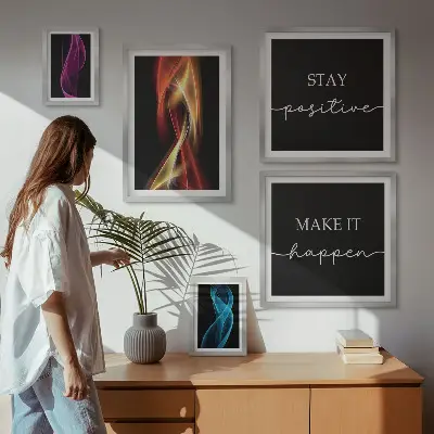 Set of 5 wall art pieces Quotes, light patterns, inspirations