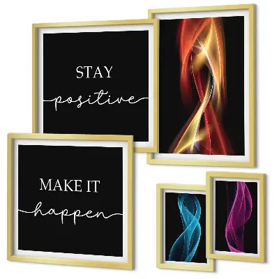 Set of 5 wall art pieces Quotes, light patterns, inspirations