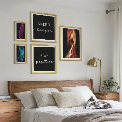 Set of 5 wall art pieces Quotes, light patterns, inspirations