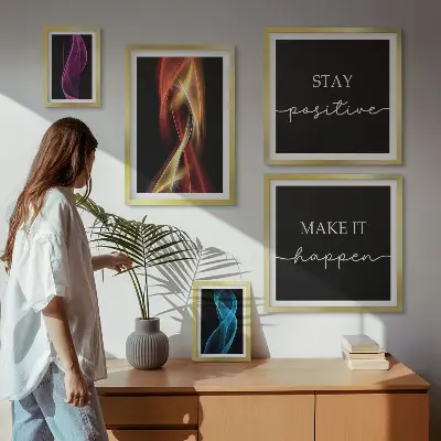 Set of 5 wall art pieces Quotes, light patterns, inspirations