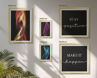 Set of 5 wall art pieces Quotes, light patterns, inspirations