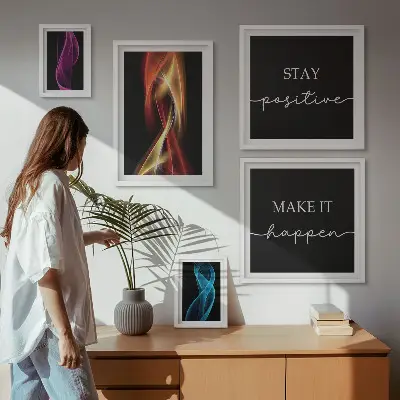Set of 5 wall art pieces Quotes, light patterns, inspirations