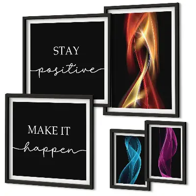 Set of 5 wall art pieces Quotes, light patterns, inspirations