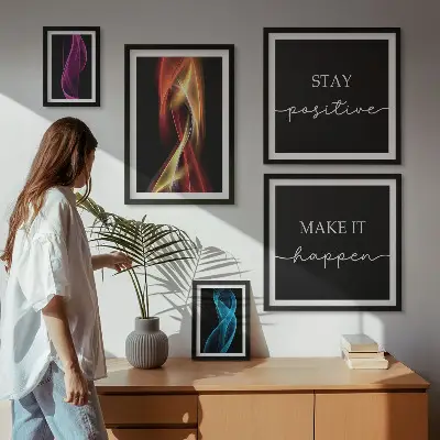 Set of 5 wall art pieces Quotes, light patterns, inspirations