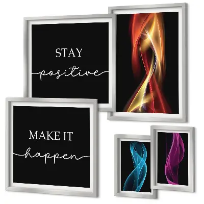 Set of 5 wall art pieces Quotes, light patterns, inspirations