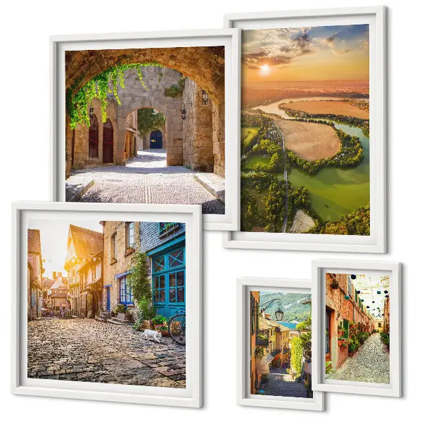 Set of 5 wall art pieces Charming, picturesque streets