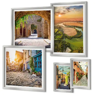 Charming picturesque streets wall art set of 5 pieces