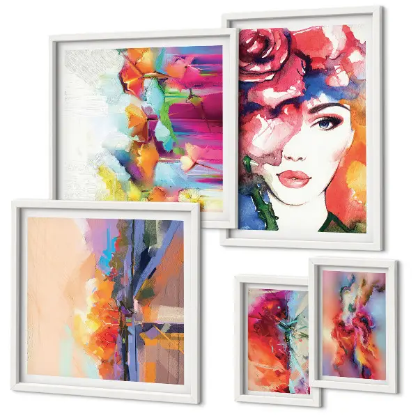 Framed photo set Colorful abstract portraits