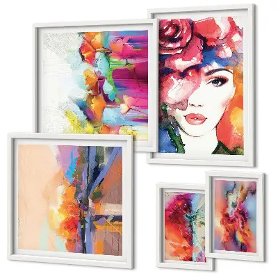 Framed photo set Colorful abstract portraits