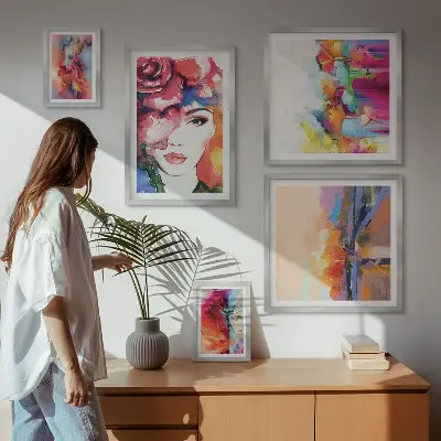 Framed photo set Colorful abstract portraits