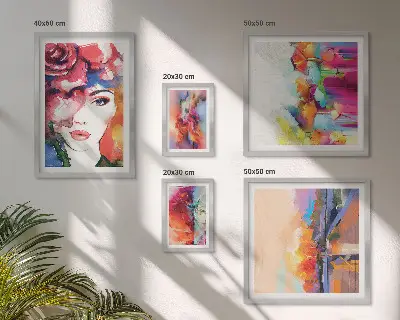 Framed photo set Colorful abstract portraits