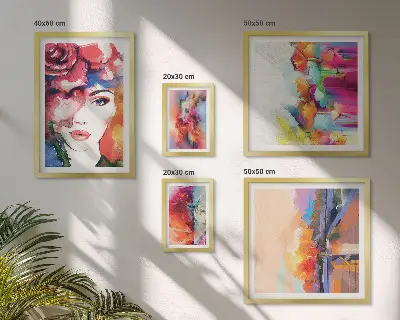 Framed photo set Colorful abstract portraits