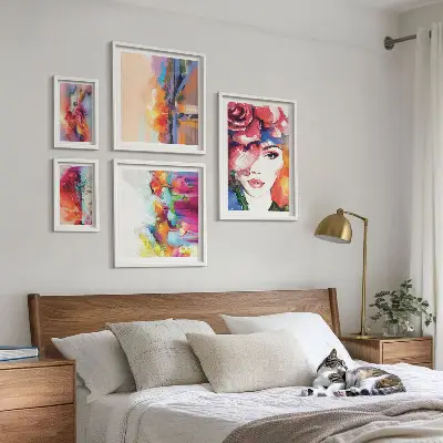 Framed photo set Colorful abstract portraits