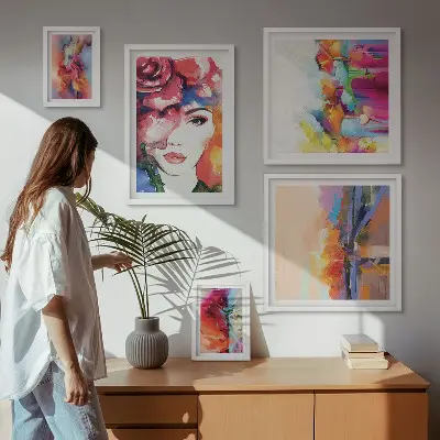 Framed photo set Colorful abstract portraits