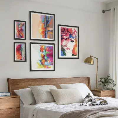 Framed photo set Colorful abstract portraits