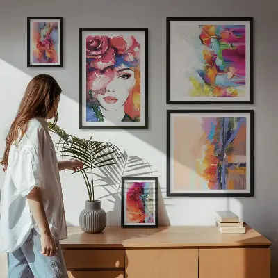 Framed photo set Colorful abstract portraits