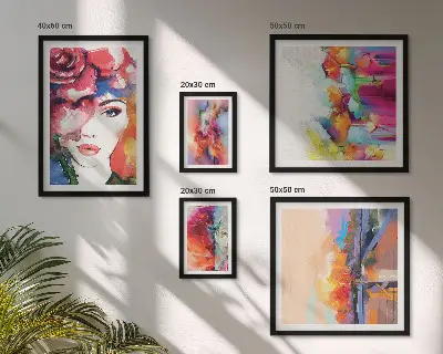 Framed photo set Colorful abstract portraits