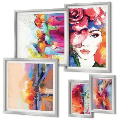 Framed photo set Colorful abstract portraits