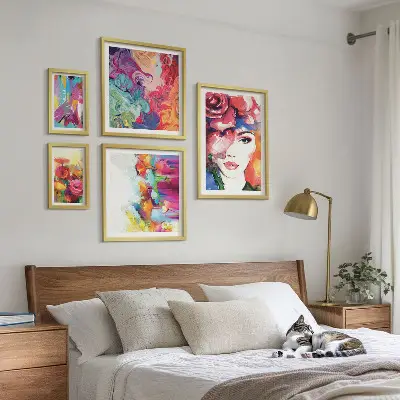 Set of 5 wall art pieces Colorful abstract portraits