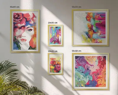 Set of 5 wall art pieces Colorful abstract portraits
