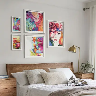 Set of 5 wall art pieces Colorful abstract portraits