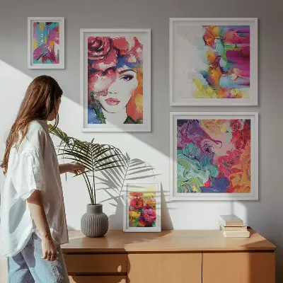 Set of 5 wall art pieces Colorful abstract portraits