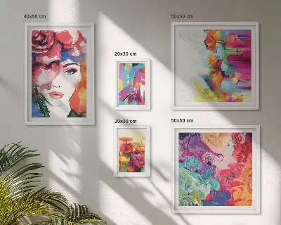 Set of 5 wall art pieces Colorful abstract portraits