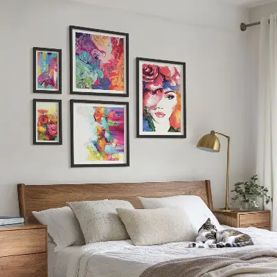 Set of 5 wall art pieces Colorful abstract portraits