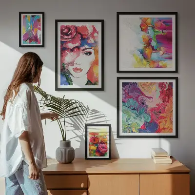 Set of 5 wall art pieces Colorful abstract portraits