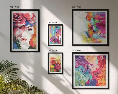 Set of 5 wall art pieces Colorful abstract portraits