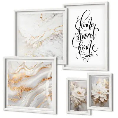 Gallery wall art stylish flowers marble interior design