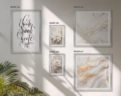 Gallery wall art stylish flowers marble interior design