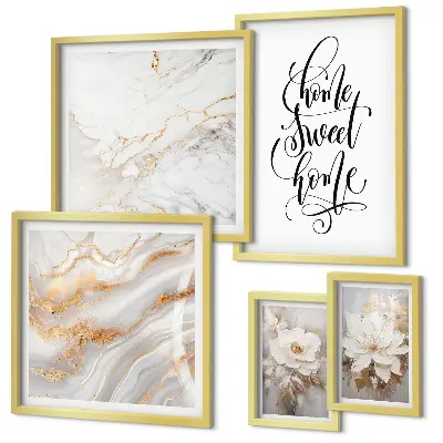 Gallery wall art stylish flowers marble interior design