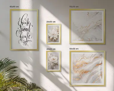 Gallery wall art stylish flowers marble interior design