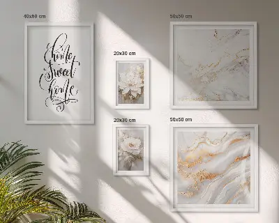 Gallery wall Stylish flowers marble interior