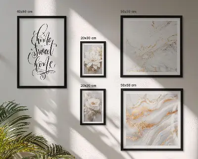 Gallery wall Stylish flowers marble interior