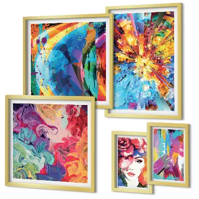 Set of 5 wall art pieces Abstract colorful compositions