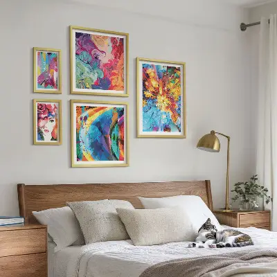 Set of 5 wall art pieces Abstract colorful compositions