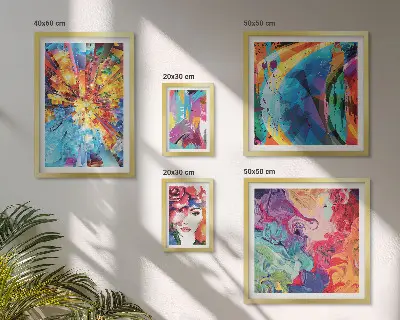 Abstract colorful compositions set of 5 wall art pieces