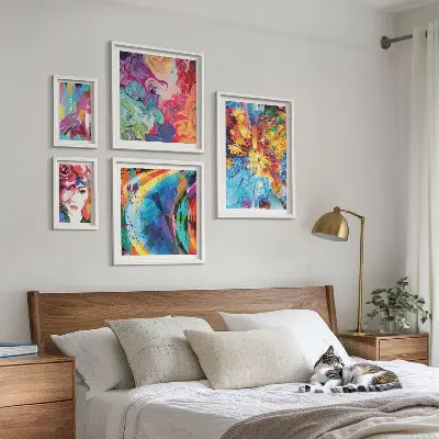 Abstract colorful compositions set of 5 wall art pieces