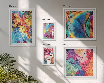 Set of 5 wall art pieces Abstract colorful compositions