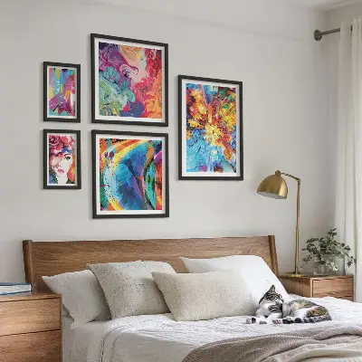 Set of 5 wall art pieces Abstract colorful compositions