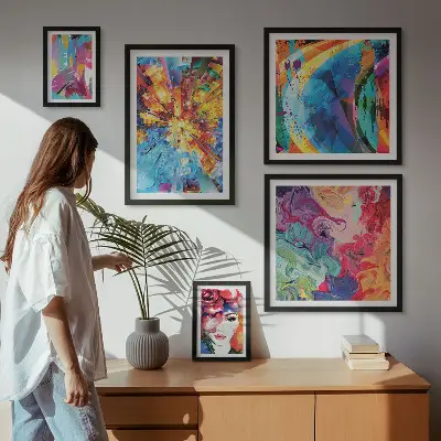 Set of 5 wall art pieces Abstract colorful compositions