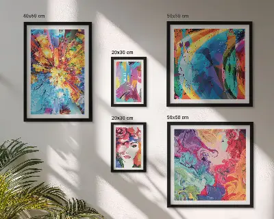 Set of 5 wall art pieces Abstract colorful compositions