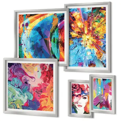 Set of 5 wall art pieces Abstract colorful compositions