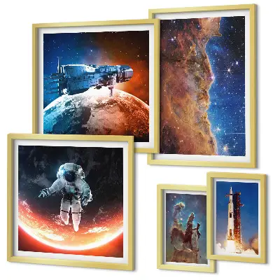 Gallery wall space travel of the galaxy print